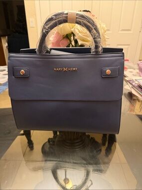 Navy Structured Top-Handle Tote